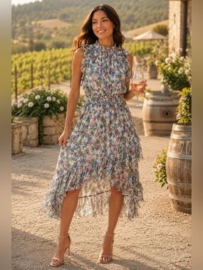 Walter Baker Size XS Marcella Tropical Floral Print Hi-low Dress